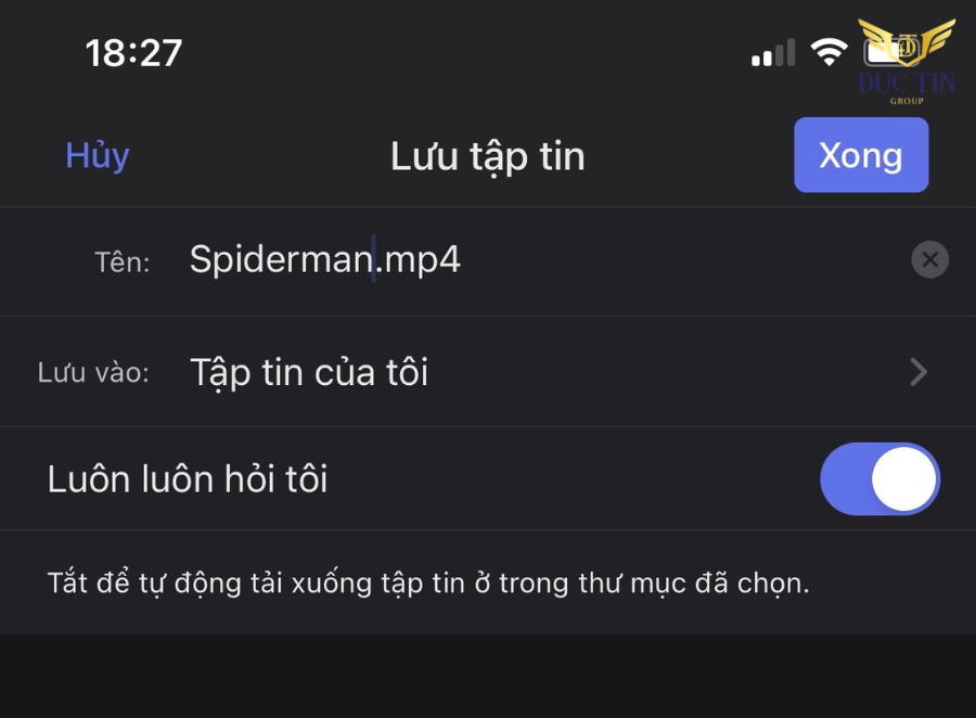 Chọn download video Twitter vào Tập tin của tôi